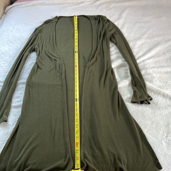 Olive Green Long Cardigan - Picture 2 of 3